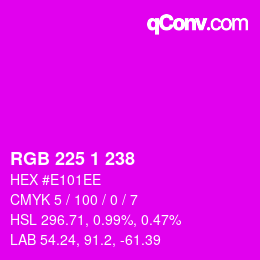 カラーコード: RGB 225 1 238 | qconv.com