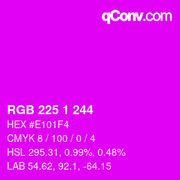 Color code: RGB 225 1 244 | qconv.com