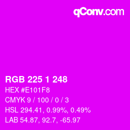 Color code: RGB 225 1 248 | qconv.com