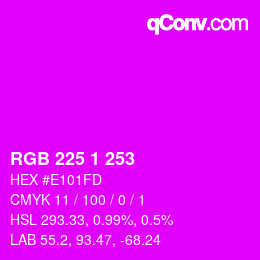 Color code: RGB 225 1 253 | qconv.com