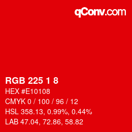 カラーコード: RGB 225 1 8 | qconv.com