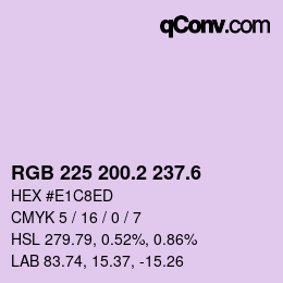 カラーコード: RGB 225 200.2 237.6 | qconv.com