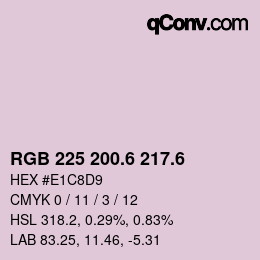 カラーコード: RGB 225 200.6 217.6 | qconv.com