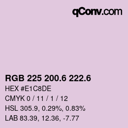 カラーコード: RGB 225 200.6 222.6 | qconv.com