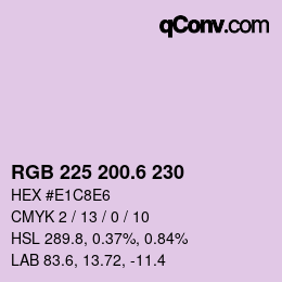 カラーコード: RGB 225 200.6 230 | qconv.com