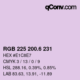 カラーコード: RGB 225 200.6 231 | qconv.com
