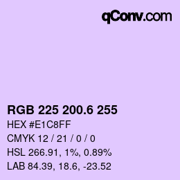 カラーコード: RGB 225 200.6 255 | qconv.com
