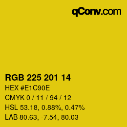 Color code: RGB 225 201 14 | qconv.com
