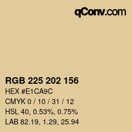 Color code: RGB 225 202 156 | qconv.com