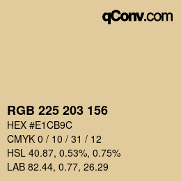 Color code: RGB 225 203 156 | qconv.com