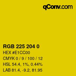 颜色代码: RGB 225 204 0 | qconv.com