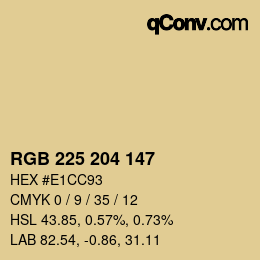 Color code: RGB 225 204 147 | qconv.com