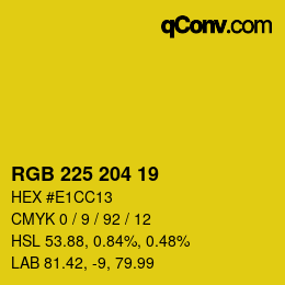 Color code: RGB 225 204 19 | qconv.com