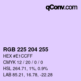 Color code: RGB 225 204 255 | qconv.com