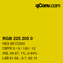 Color code: RGB 225 205 0 | qconv.com