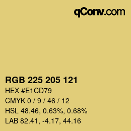 Color code: RGB 225 205 121 | qconv.com