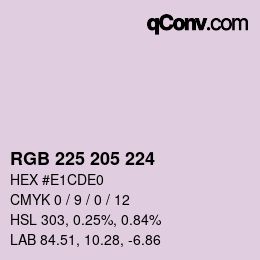 颜色代码: RGB 225 205 224 | qconv.com