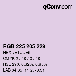 Color code: RGB 225 205 229 | qconv.com