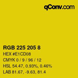 カラーコード: RGB 225 205 8 | qconv.com
