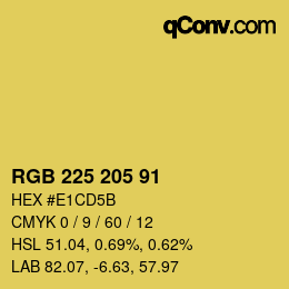 颜色代码: RGB 225 205 91 | qconv.com