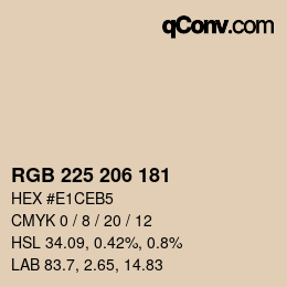 颜色代码: RGB 225 206 181 | qconv.com