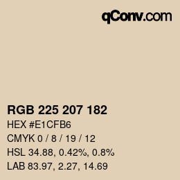 颜色代码: RGB 225 207 182 | qconv.com