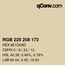 Color code: RGB 225 208 173 | qconv.com