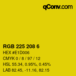 Color code: RGB 225 208 6 | qconv.com