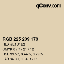 カラーコード: RGB 225 209 178 | qconv.com