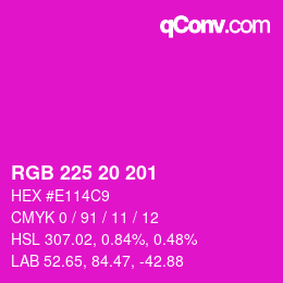 颜色代码: RGB 225 20 201 | qconv.com