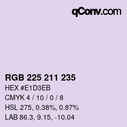 Color code: RGB 225 211 235 | qconv.com