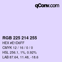 Color code: RGB 225 214 255 | qconv.com