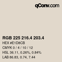 カラーコード: RGB 225 216.4 203.4 | qconv.com