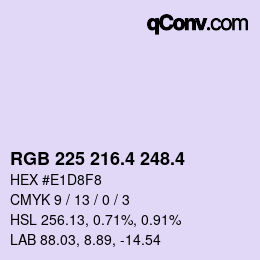 カラーコード: RGB 225 216.4 248.4 | qconv.com
