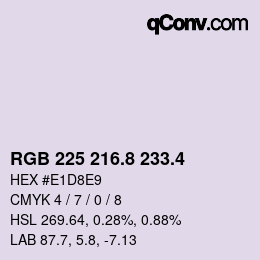 カラーコード: RGB 225 216.8 233.4 | qconv.com
