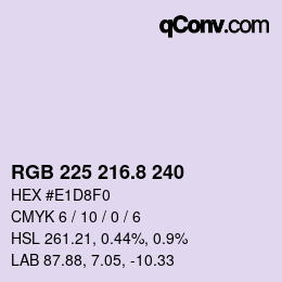 カラーコード: RGB 225 216.8 240 | qconv.com