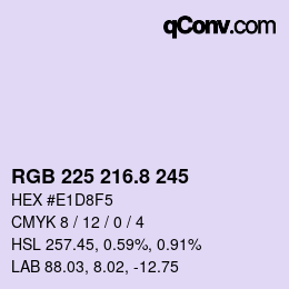カラーコード: RGB 225 216.8 245 | qconv.com