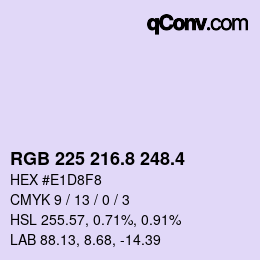 カラーコード: RGB 225 216.8 248.4 | qconv.com