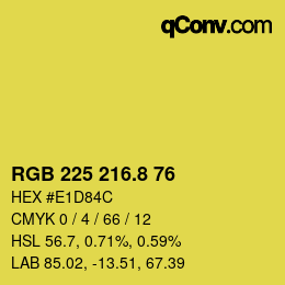 カラーコード: RGB 225 216.8 76 | qconv.com