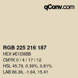 Color code: RGB 225 216 187 | qconv.com