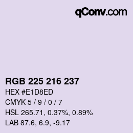 Color code: RGB 225 216 237 | qconv.com