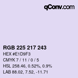 Color code: RGB 225 217 243 | qconv.com