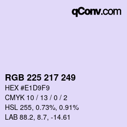 Color code: RGB 225 217 249 | qconv.com