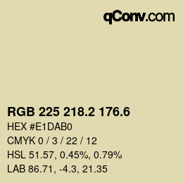 カラーコード: RGB 225 218.2 176.6 | qconv.com