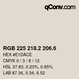 カラーコード: RGB 225 218.2 206.6 | qconv.com
