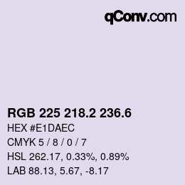 カラーコード: RGB 225 218.2 236.6 | qconv.com