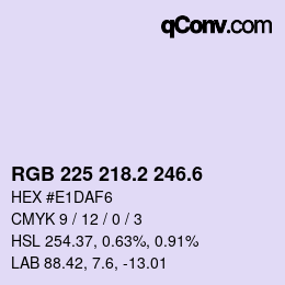カラーコード: RGB 225 218.2 246.6 | qconv.com