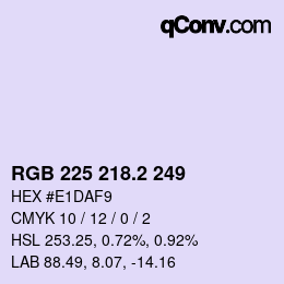 カラーコード: RGB 225 218.2 249 | qconv.com