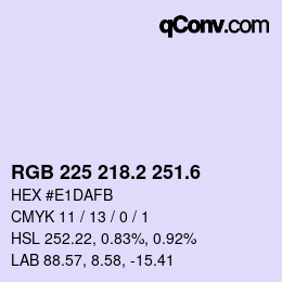 カラーコード: RGB 225 218.2 251.6 | qconv.com