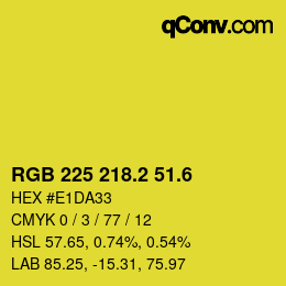 カラーコード: RGB 225 218.2 51.6 | qconv.com